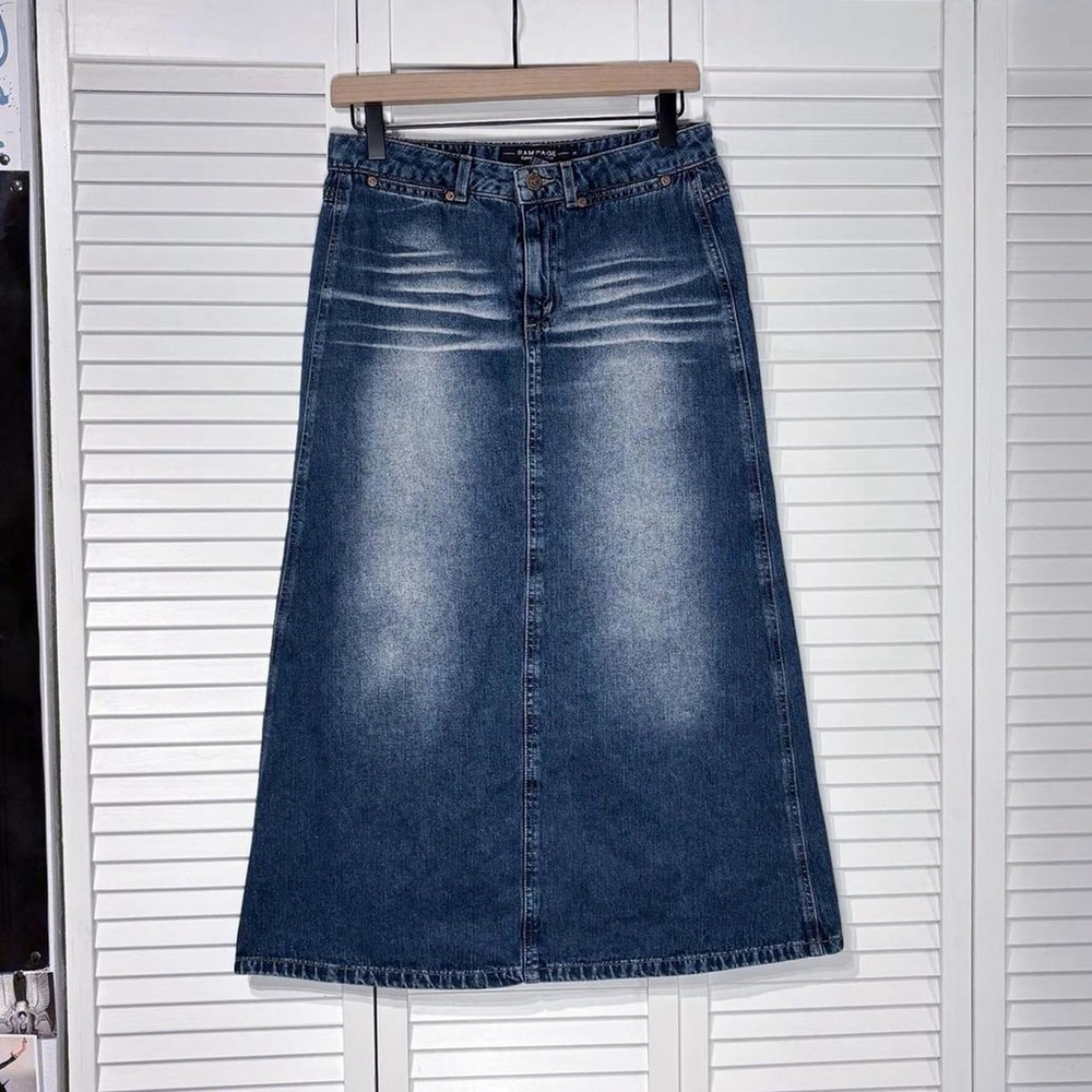 Denim midi skirt